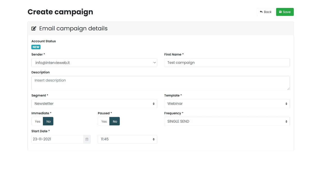 create and send campaign