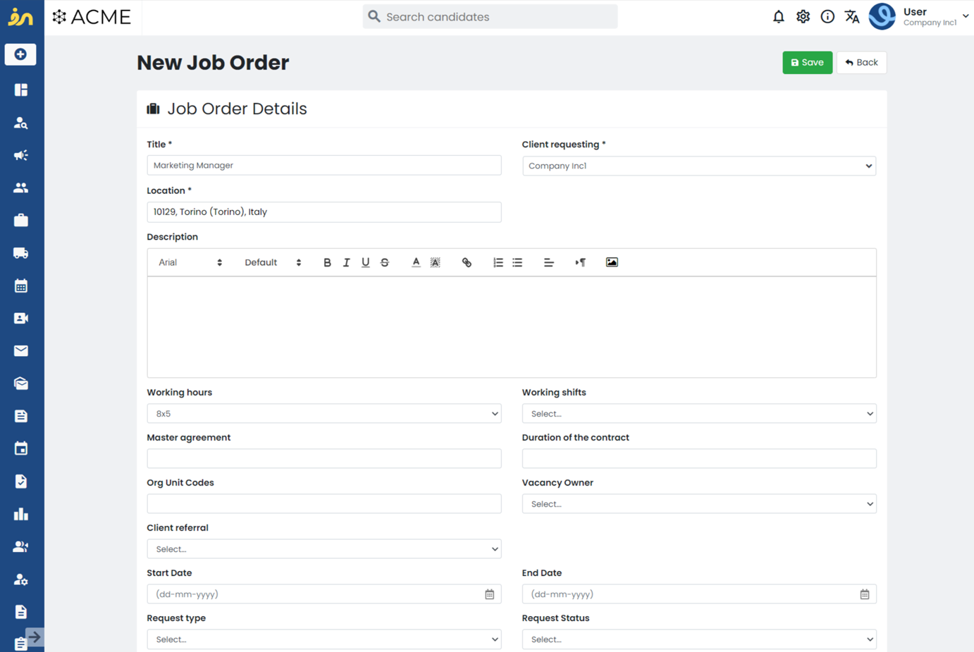 new job order